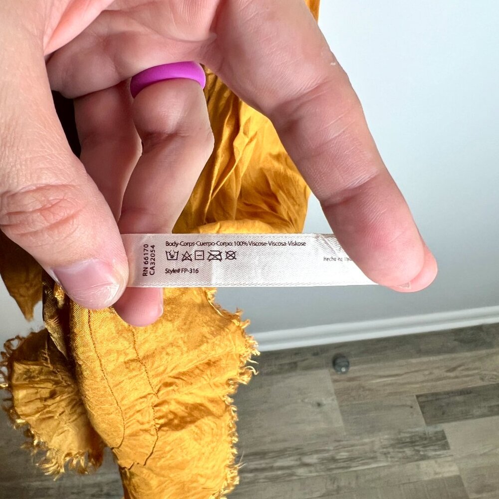 Free People FP One Golden Mustard Yellow Crinkle Maxi Skirt Bohemian Ethereal S - Picture 4 of 5